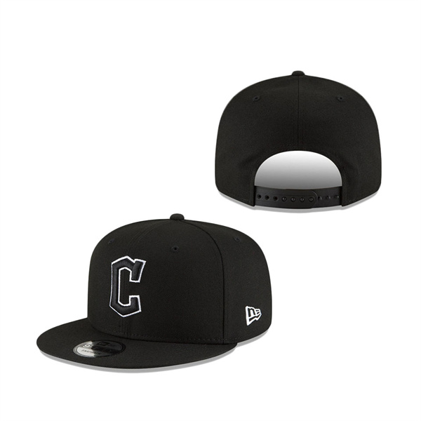 Men's Cleveland Guardians New Era Black White 9FIFTY Snapback Adjustable Hat