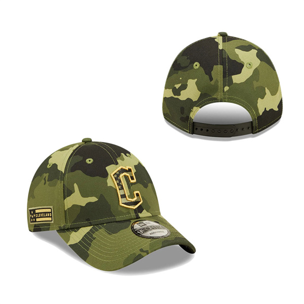 Men's Cleveland Guardians New Era Camo 2022 Armed Forces Day 9FORTY Snapback Adjustable Hat