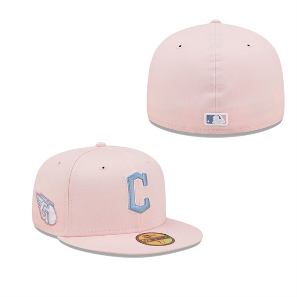 Cleveland Guardians Pink Sky Blue Cooperstown Collection Undervisor 59FIFTY Fitted Hat