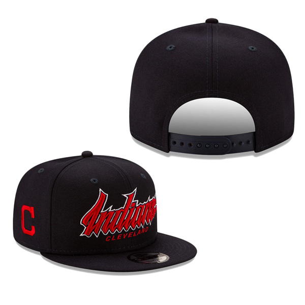 Cleveland Indians Slab 9FIFTY Snapback Hat Navy