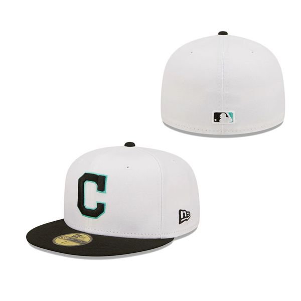 Men's Cleveland Indians New Era White Black Spring Color Pack Two-Tone 59FIFTY Fitted Hat