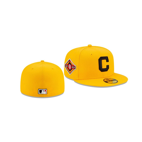 Men's Cleveland Indians Red Under Visor Gold 59FIFTY Fitted Hat