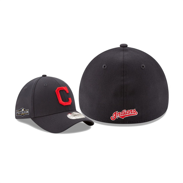 Men's Cleveland Indians 2020 Postseason Navy Side Patch 39THIRTY Flex Hat