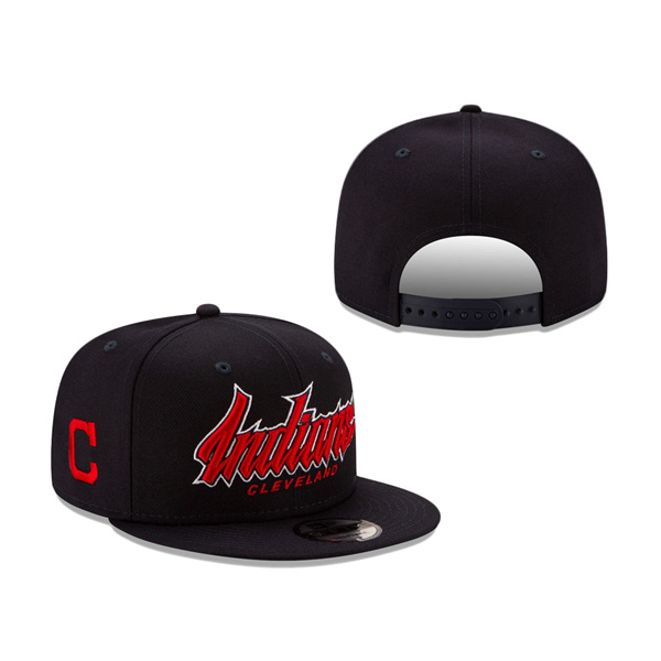 Cleveland Indians New Era Slab 9FIFTY Snapback Hat Navy