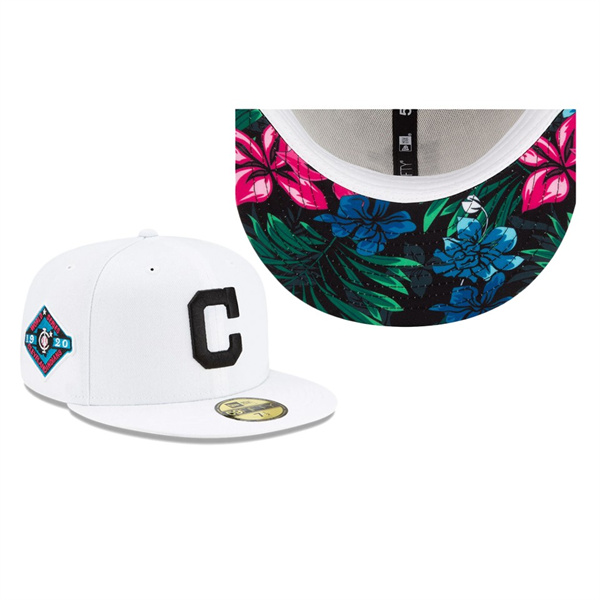 Cleveland Indians Floral Under Visor White 59FIFTY Fitted Hat