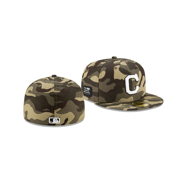 Men's Cleveland Indians 2021 Armed Forces Day Camo On-Field 59FIFTY Fitted Hat