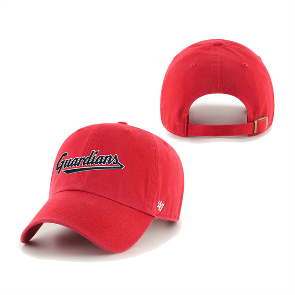 Men's Cleveland Guardians '47 Red Script Clean Up Adjustable Hat