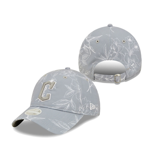 Women's Cleveland Guardians New Era Gray Botanic 9TWENTY Adjustable Hat