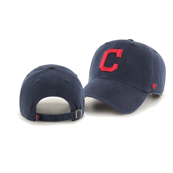 Youth Cleveland Indians Team Logo Navy Clean Up Adjustable Hat