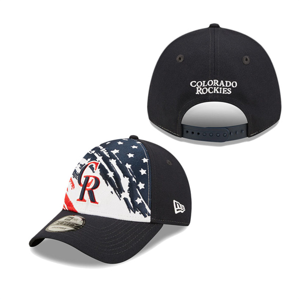 Colorado Rockies Navy 2022 4th Of July Stars Stripes 9FORTY Snapback Adjustable Hat