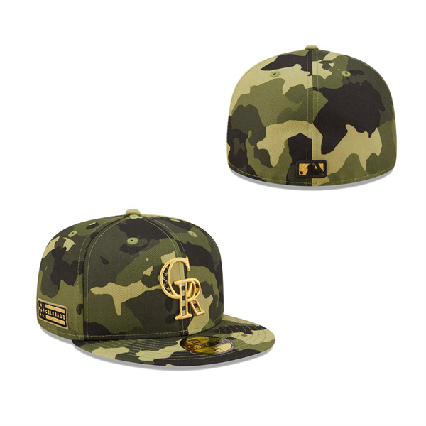 Men's Colorado Rockies New Era Camo 2022 Armed Forces Day On-Field 59FIFTY Fitted Hat