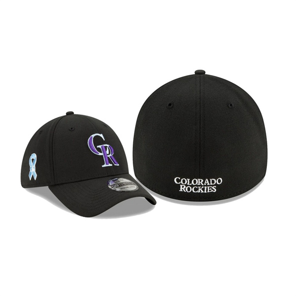 Men's Colorado Rockies 2021 Father's Day Black 39THIRTY Flex Hat