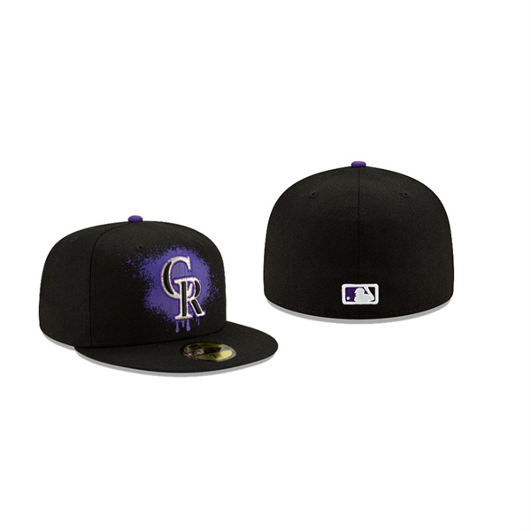 Men's Colorado Rockies Drip Front Black 59FIFTY Fitted Hat