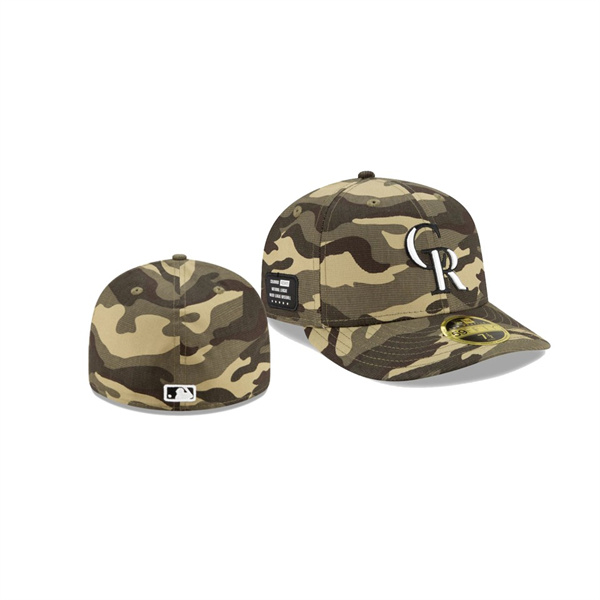 Men's Colorado Rockies 2021 Armed Forces Day Camo On-Field Low Profile 59FIFTY Fitted Hat