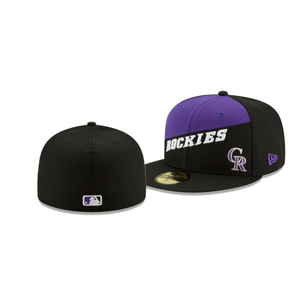 Men's Colorado Rockies Color Split Purple Black 59FIFTY Fitted Hat