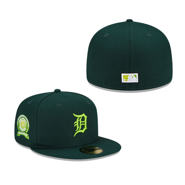 Detroit Tigers New Era 1968 World Series Champions 50th Anniversary Color Fam Lime Undervisor 59FIFTY Fitted Hat Green