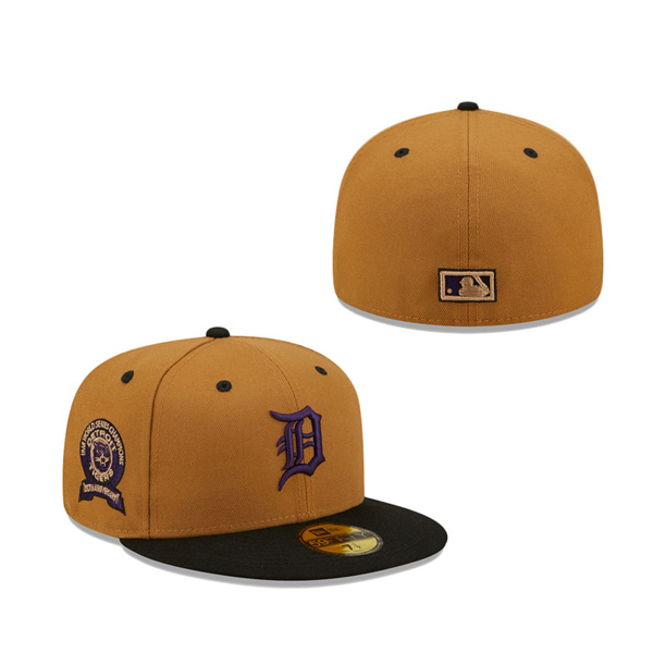Detroit Tigers New Era 1968 World Series Champions Cooperstown Collection Purple Undervisor 59FIFTY Fitted Hat Tan Black