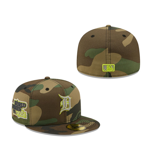 Detroit Tigers New Era Cooperstown Collection 1984 World Series Woodland Reflective Undervisor 59FIFTY Fitted Hat Camo
