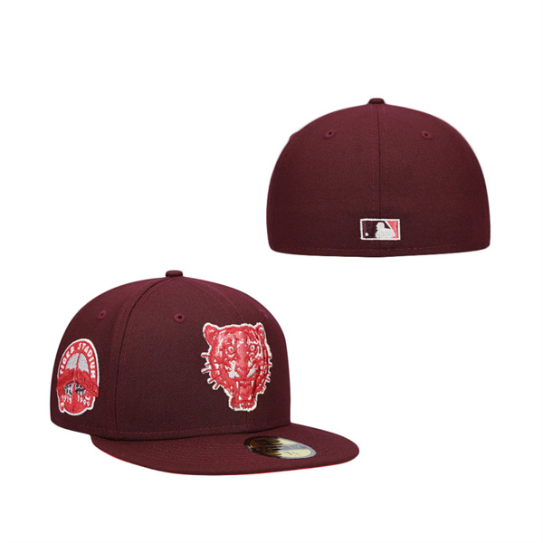 Detroit Tigers New Era Color Fam Lava Red Undervisor 59FIFTY Fitted Hat Maroon