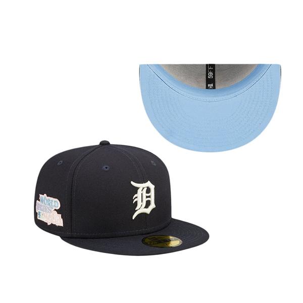 Detroit Tigers Navy Pop Sweatband Undervisor 1984 MLB World Series Cooperstown Collection 59FIFTY Fitted Hat