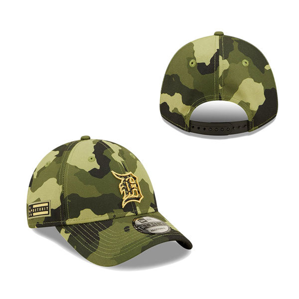 Men's Detroit Tigers New Era Camo 2022 Armed Forces Day 9FORTY Snapback Adjustable Hat