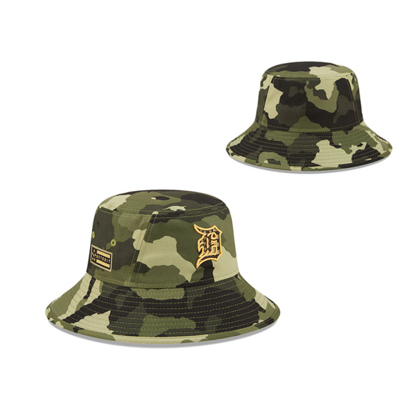 Men's Detroit Tigers New Era Camo 2022 Armed Forces Day Bucket Hat