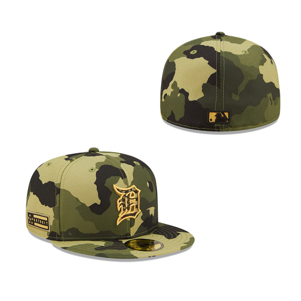 Men's Detroit Tigers New Era Camo 2022 Armed Forces Day On-Field 59FIFTY Fitted Hat