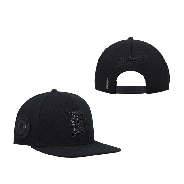 Men's Detroit Tigers Pro Standard Black Triple Black Wool Snapback Hat