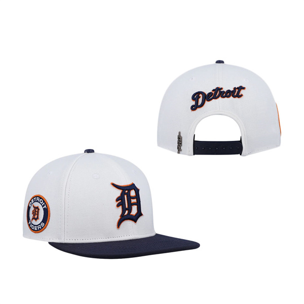 Men's Detroit Tigers Pro Standard White Navy Logo Snapback Hat