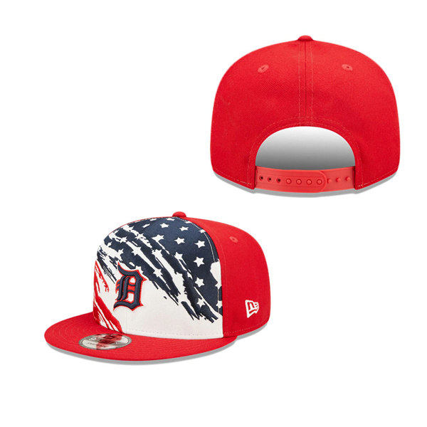 Detroit Tigers Red 2022 4th Of July Stars Stripes 9FIFTY Snapback Adjustable Hat