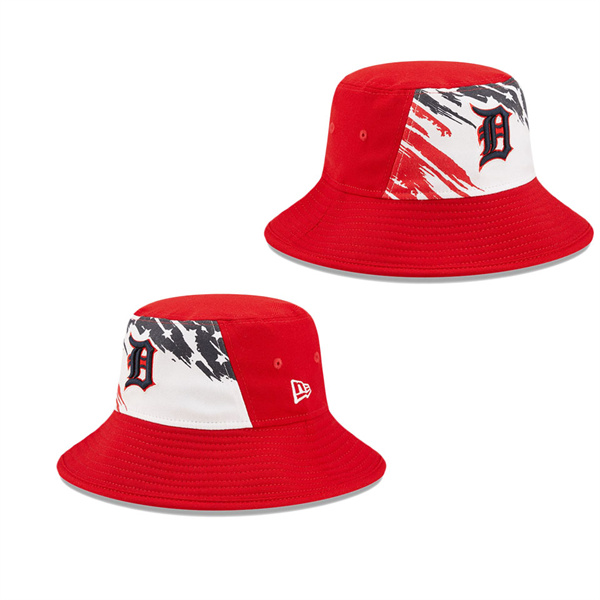 Detroit Tigers Red 2022 4th Of July Stars Stripes Bucket Hat