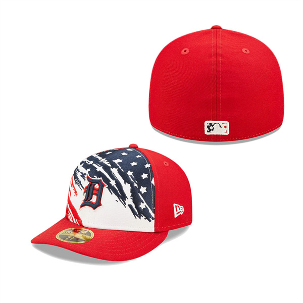 Detroit Tigers Red 2022 4th Of July Stars Stripes Low Profile 59FIFTY Fitted Hat