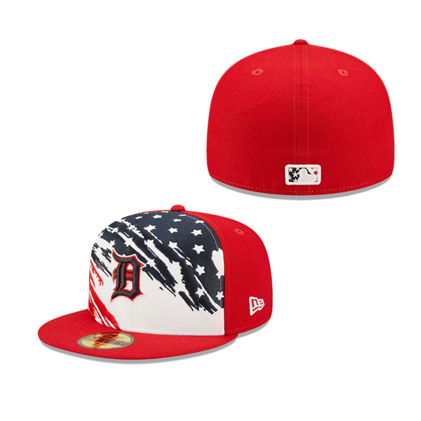 Detroit Tigers Red 2022 4th Of July Stars Stripes On-Field 59FIFTY Fitted Hat