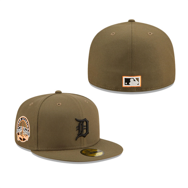 Detroit Tigers New Era Stadium Logo Hunter Flame Undervisor 59FIFTY Fitted Hat Olive