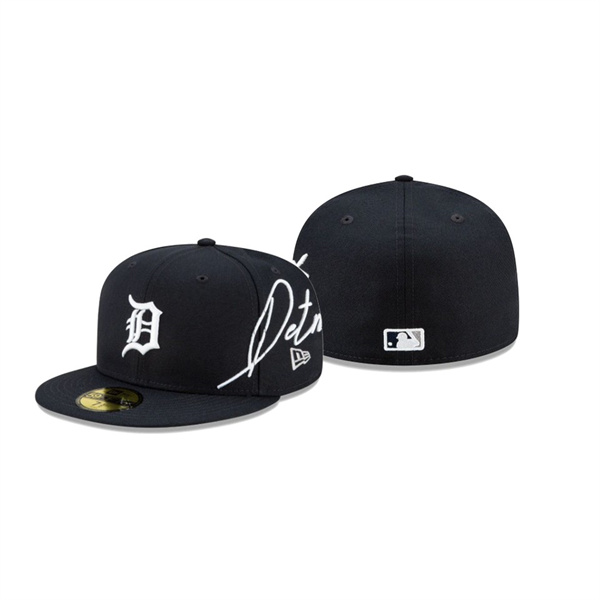 Men's Detroit Tigers Cursive Black 59FIFTY Fitted Hat