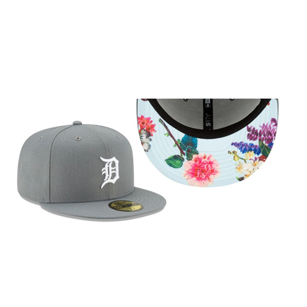 Men's Detroit Tigers Floral Undervisor Gray 59FIFTY Fitted Hat