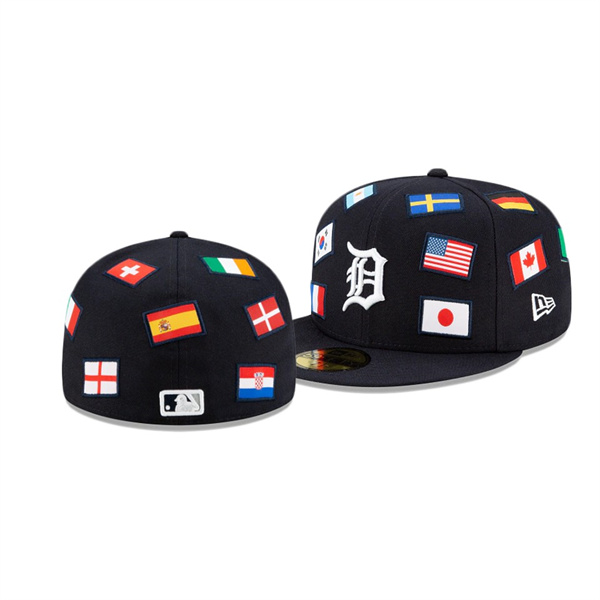 Detroit Tigers All Over Flag Navy 59FIFTY Fitted Hat