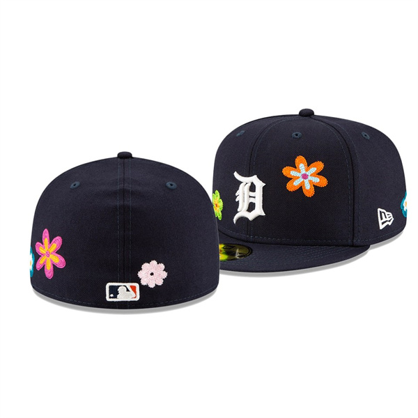 Detroit Tigers Chain Stitch Floral Navy 59FITY Fitted Hat