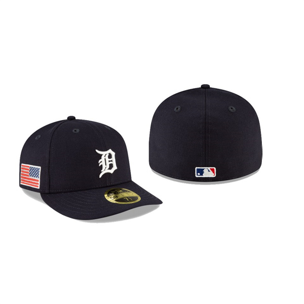 Men's Detroit Tigers Crystals From Swarovski Navy Flag Low Profile 59FIFTY Fitted Hat