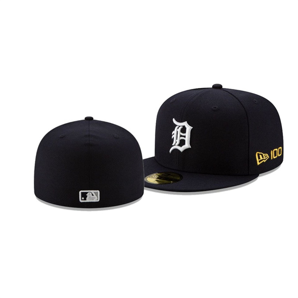 Men's Detroit Tigers New Era 100th Anniversary Navy Team Color 59FIFTY Fitted Hat