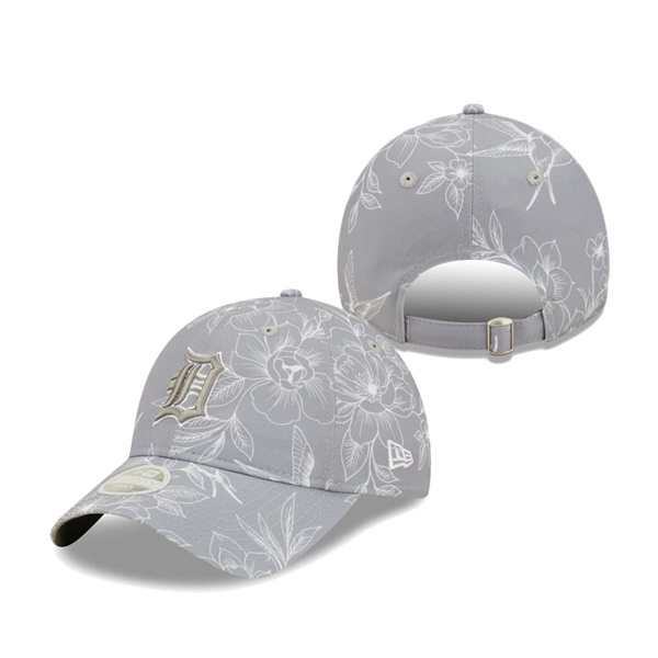 Women's Detroit Tigers New Era Gray Botanic 9TWENTY Adjustable Hat
