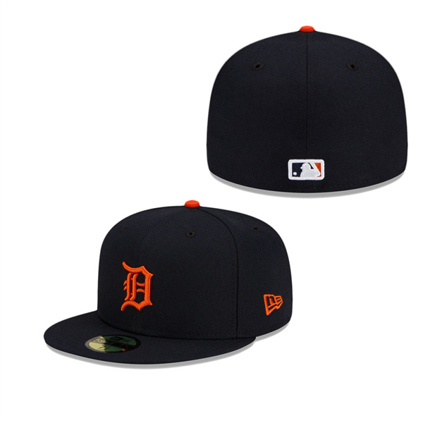 Youth Detroit Tigers Navy Authentic Collection On-Field Road Logo 59FIFTY Fitted Hat