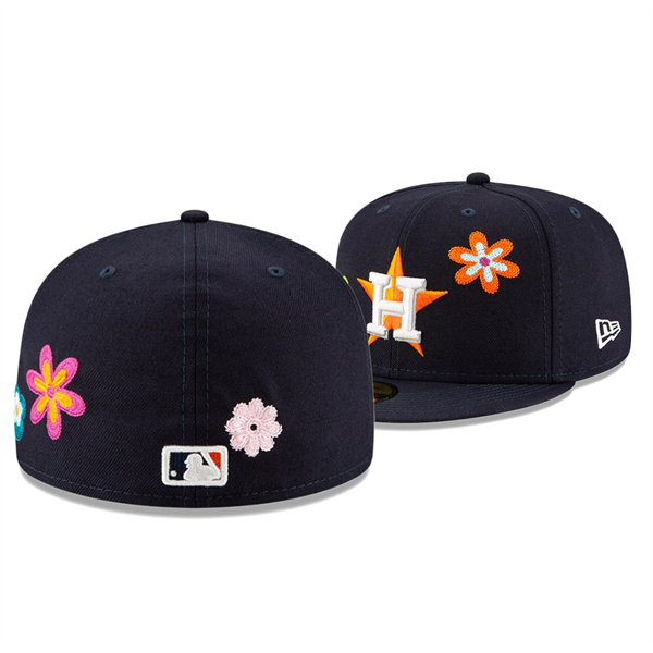 Houston Astros Chain Stitch Floral Navy 59FITY Fitted Hat