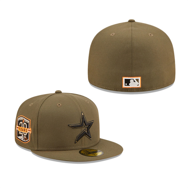 Houston Astros New Era 20th Anniversary Hunter Flame Undervisor 59FIFTY Fitted Hat Olive