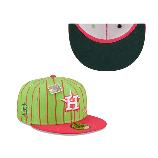 Men's Houston Astros New Era Pink Green MLB X Big League Chew Wild Pitch Watermelon Flavor Pack 59FIFTY Fitted Hat