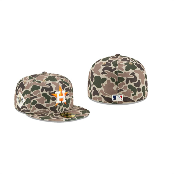 Men's Houston Astros # Duck Camo 59FIFTY Fitted Hat Green