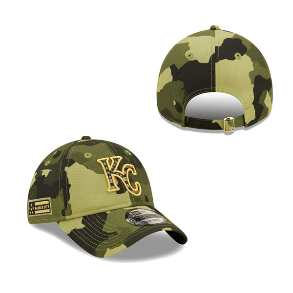 Men's Kansas City Royals New Era Camo 2022 Armed Forces Day 9TWENTY Adjustable Hat