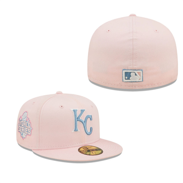 Kansas City Royals Pink Sky Blue 2015 World Series Undervisor Fitted Hat