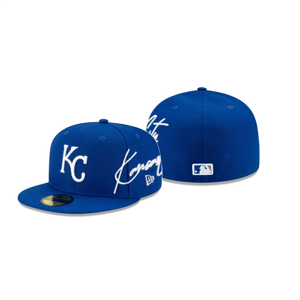 Men's Kansas City Royals Cursive Blue 59FIFTY Fitted Hat
