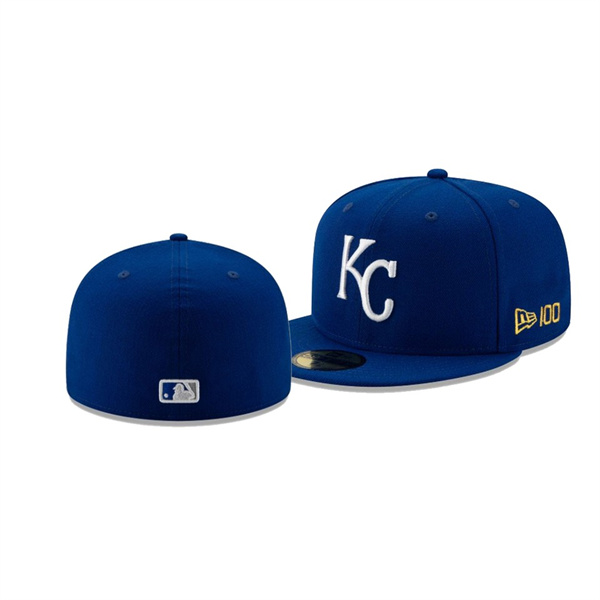 Men's Kansas City Royals New Era 100th Anniversary Blue Team Color 59FIFTY Fitted Hat